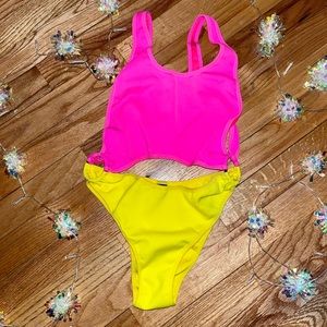 Kendall Z Kylie Swim for Revolve neon monokini